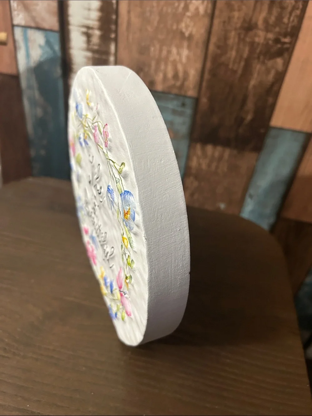 Life Is Beautiful Floral Round yard Plaque - Pastel Colors